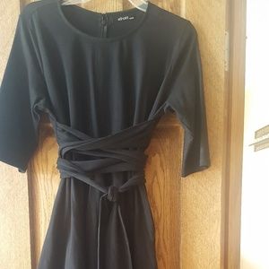 Fit and flare dress with crisscross tie bodice